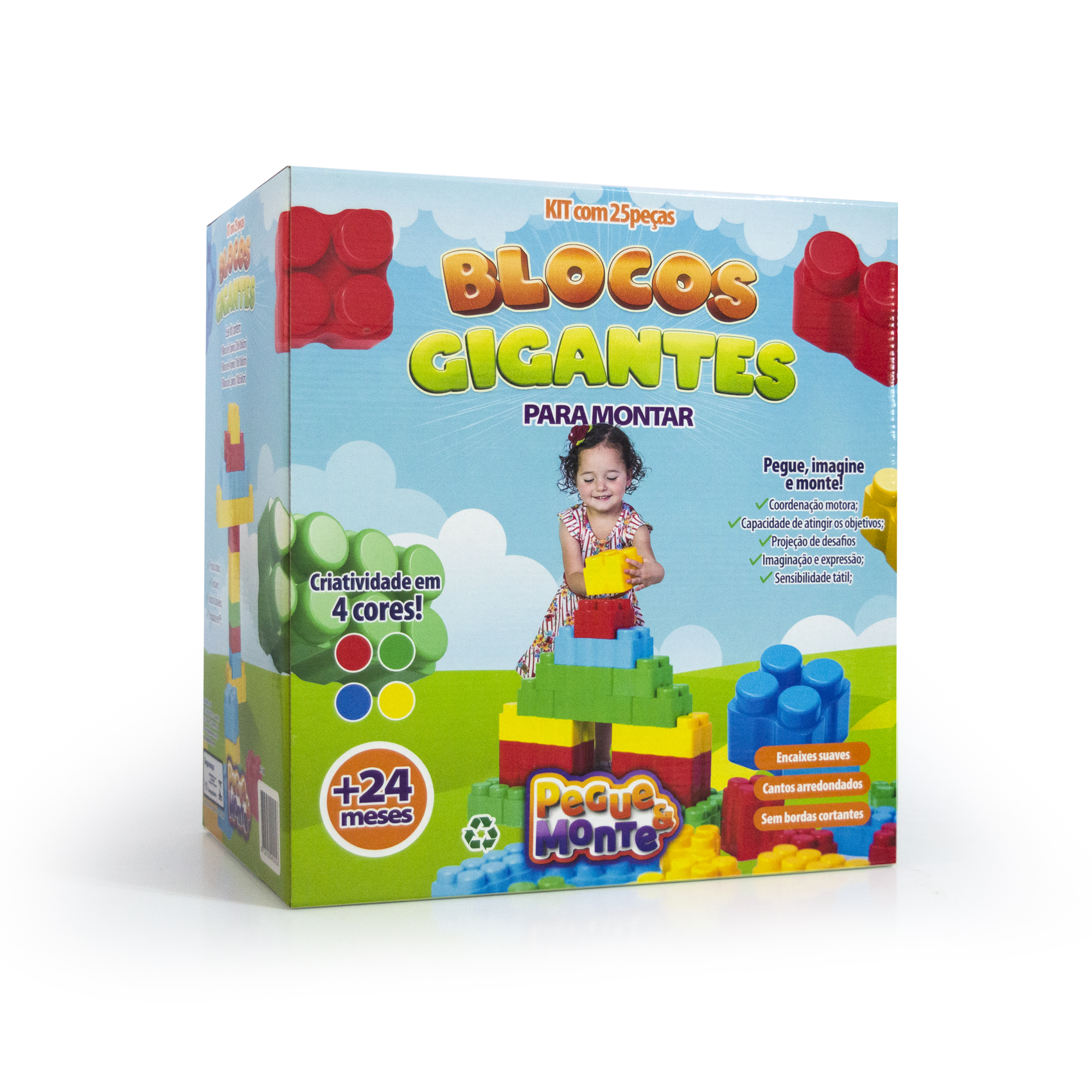 BLOCOS GIGANTES DE MONTAR 4 CORES COM 50 PEÇAS - Pegue & Monte