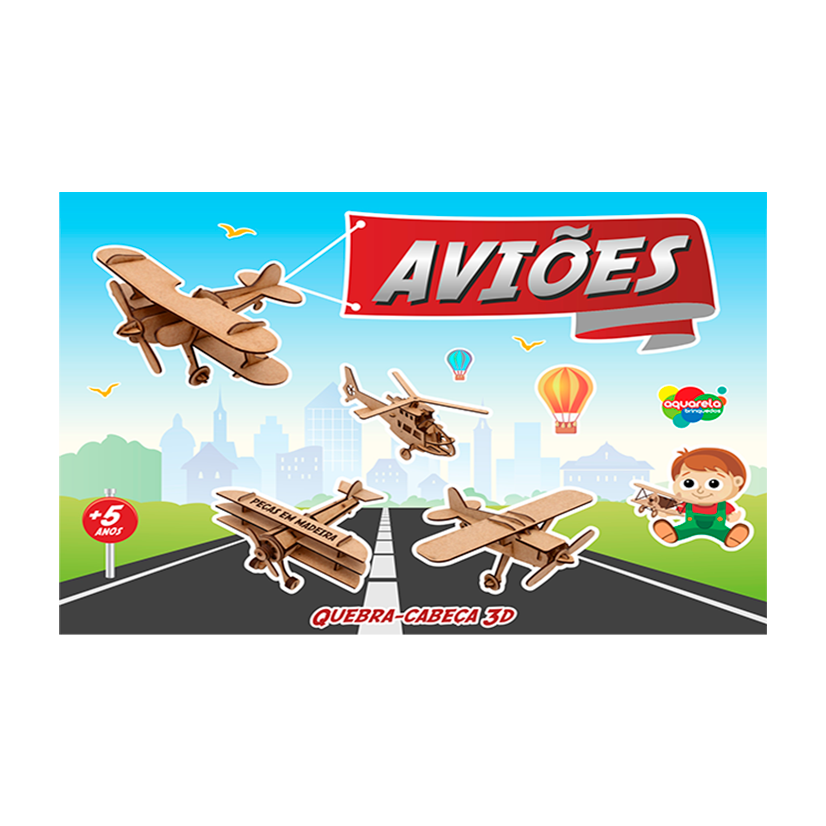 AVIÃO Quebra-cabeça 3D de madeira - Regador de Ideias- Jogos Educativos