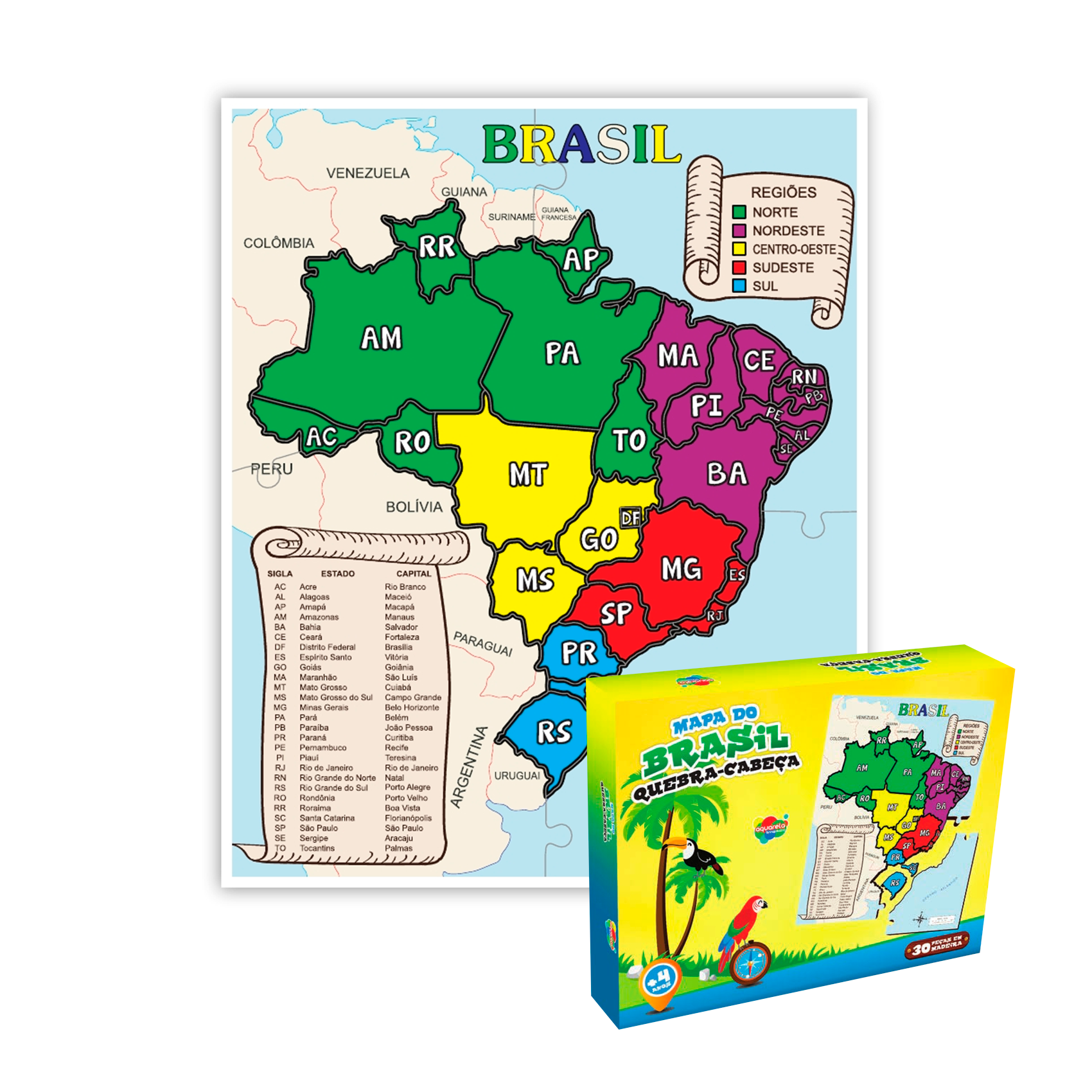 Quebra-cabeça Mapa dos desenhos animados de Brasil