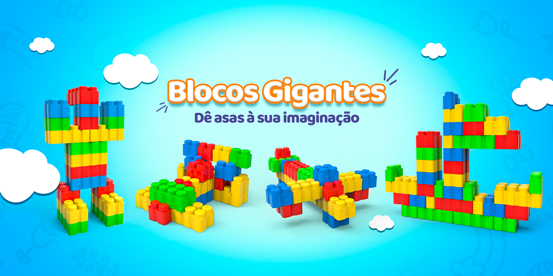 BLOCOS GIGANTES DE MONTAR 4 CORES COM 50 PEÇAS - Pegue & Monte